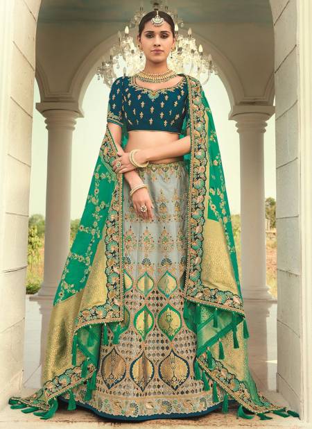 Sea Green Colour Exclusive Wedding Wear Heavy Embroidery Work Latest Lehenga Choli Collection 4206